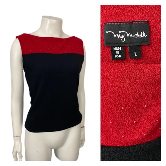 1990s Y2K Colorblock Sleveless Fitted Blouse Gothic Clubwear / Women’s M/L - Picture 1 of 4